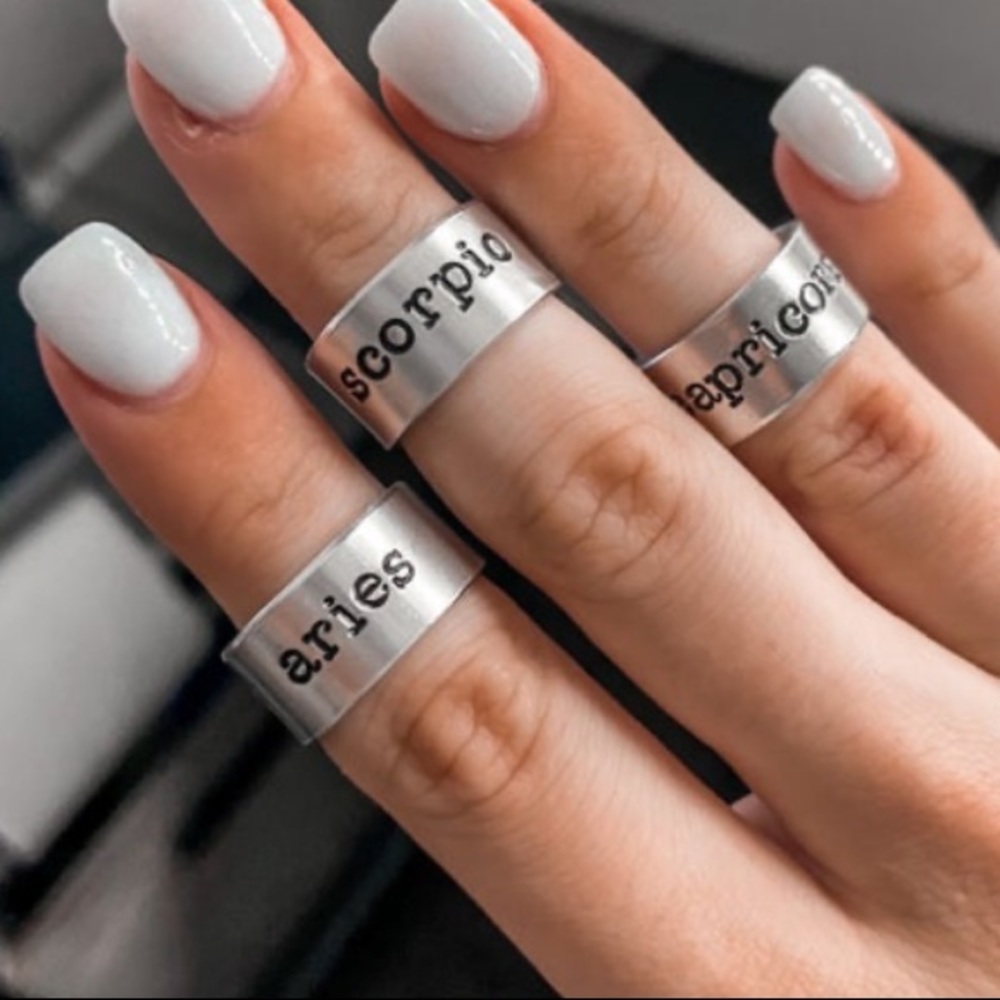 Aluminum stamped rings* zodiac sign*